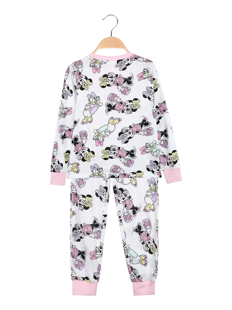 Minnie e Paperina pigiama lungo da bambina in cotone - bianco