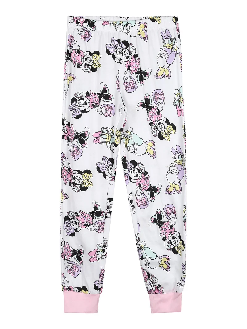 Minnie e Paperina pigiama lungo da bambina in cotone - bianco