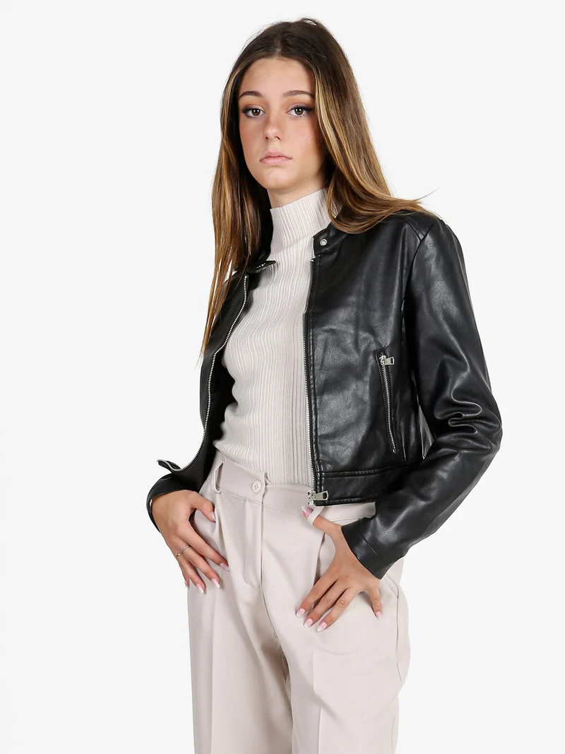 Giacca donna in ecopelle - nero