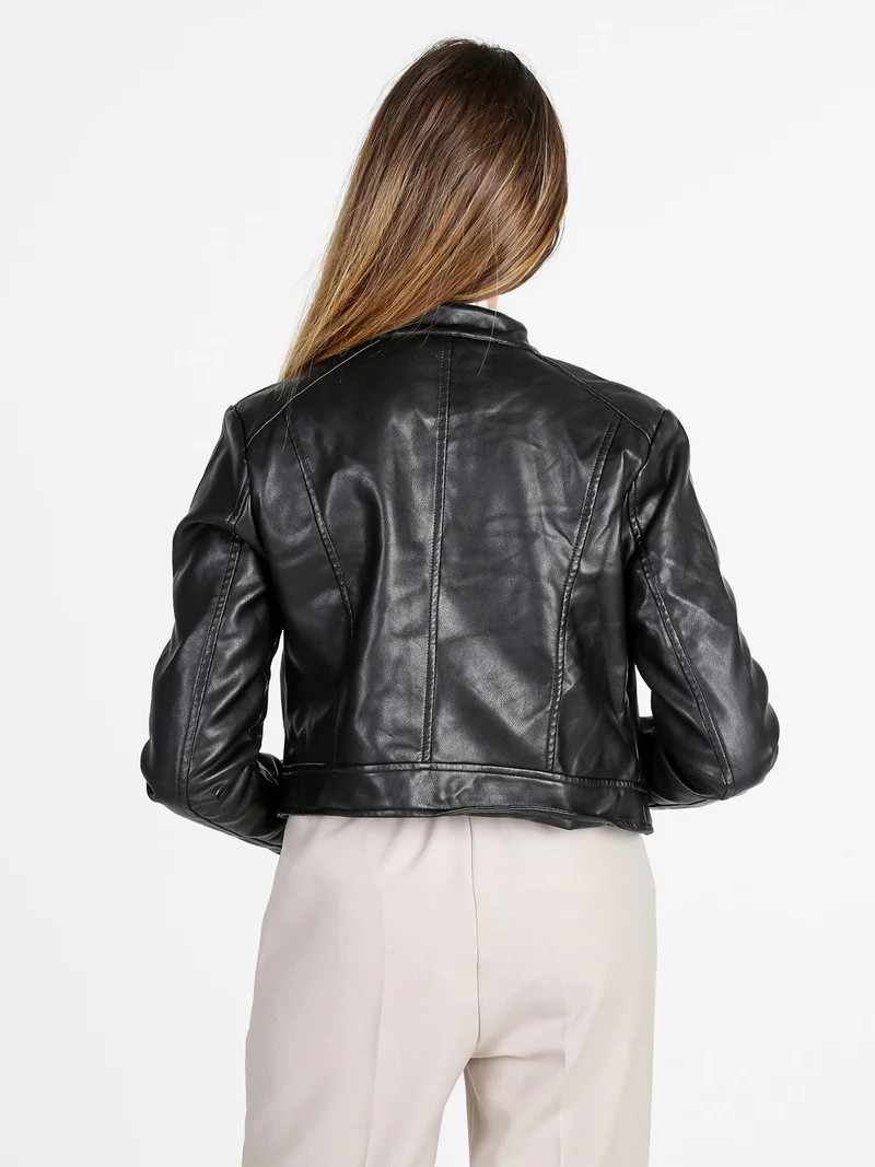 Giacca donna in ecopelle - nero
