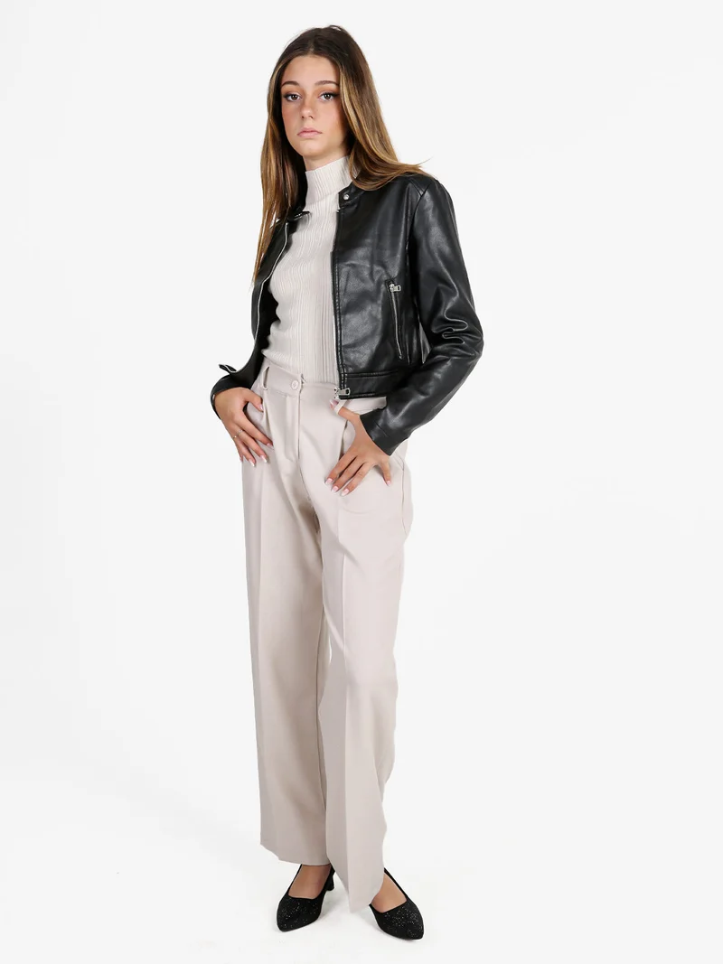 Giacca donna in ecopelle - nero