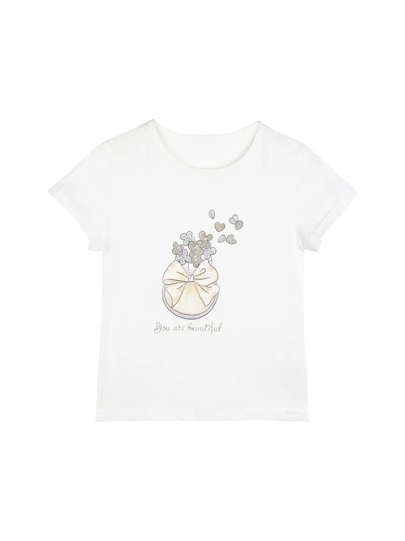 Completo elegante da bambina 3 pezzi con gonna - bianco