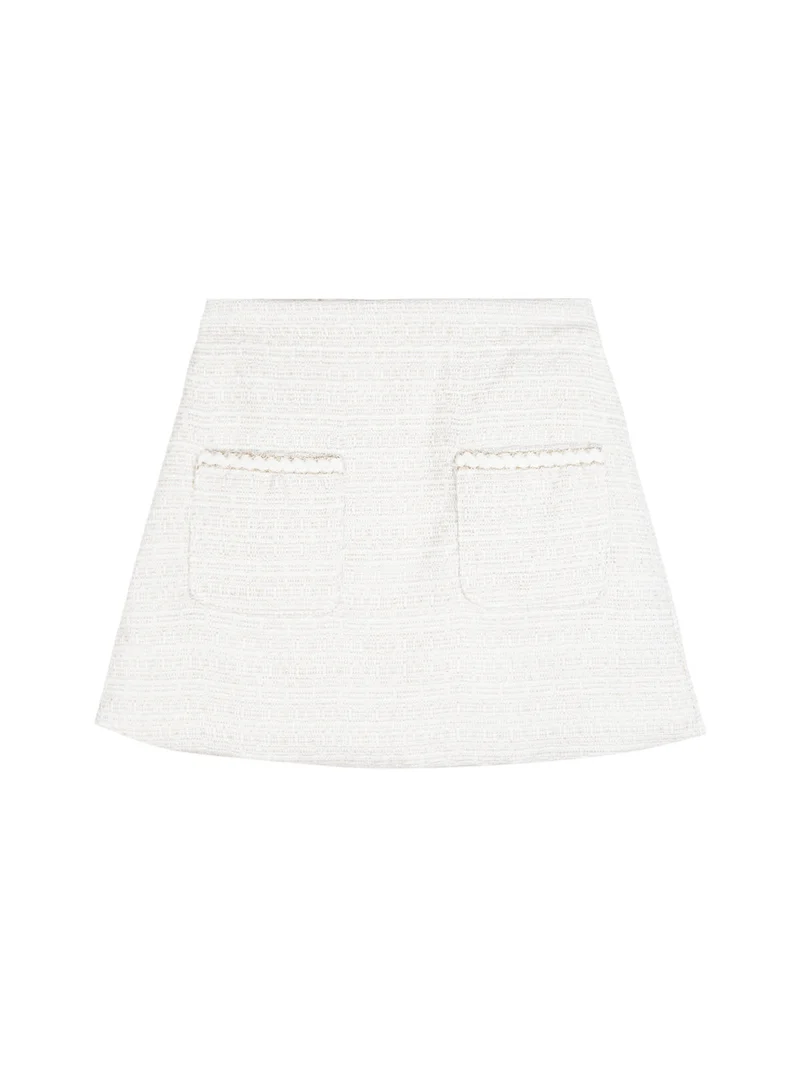 Completo elegante da bambina 3 pezzi con gonna - bianco