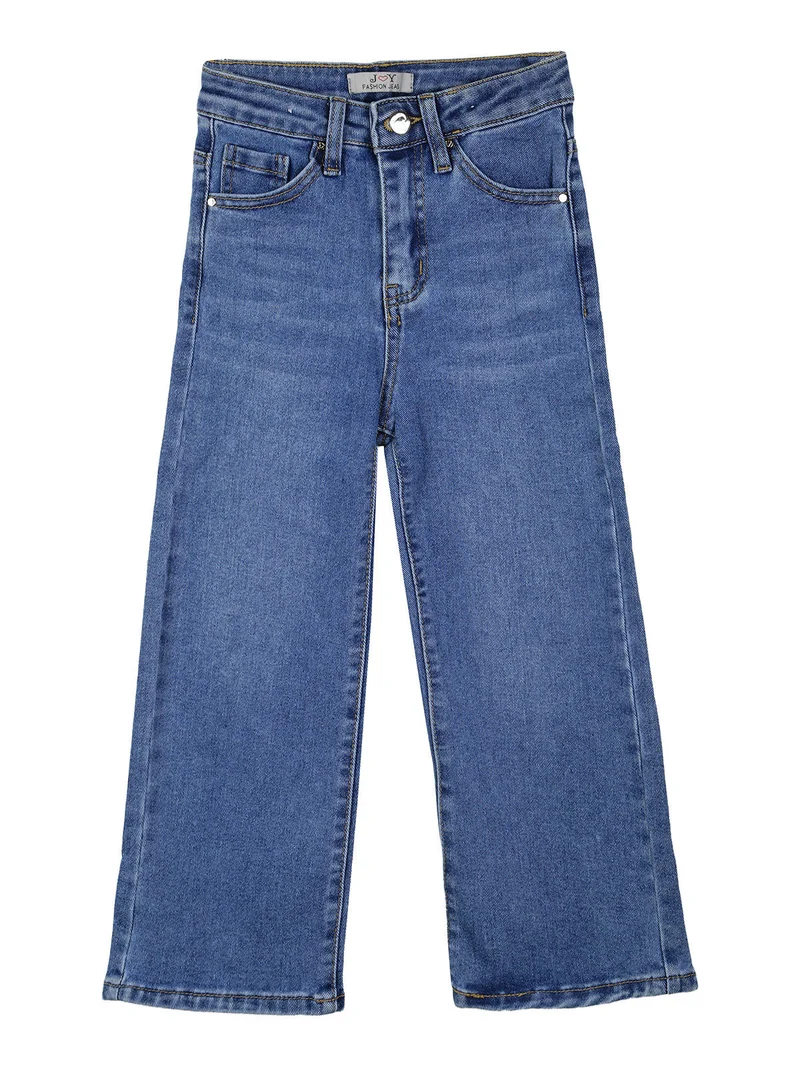 Jeans da bambina a gamba larga con strass sul retro - jeans
