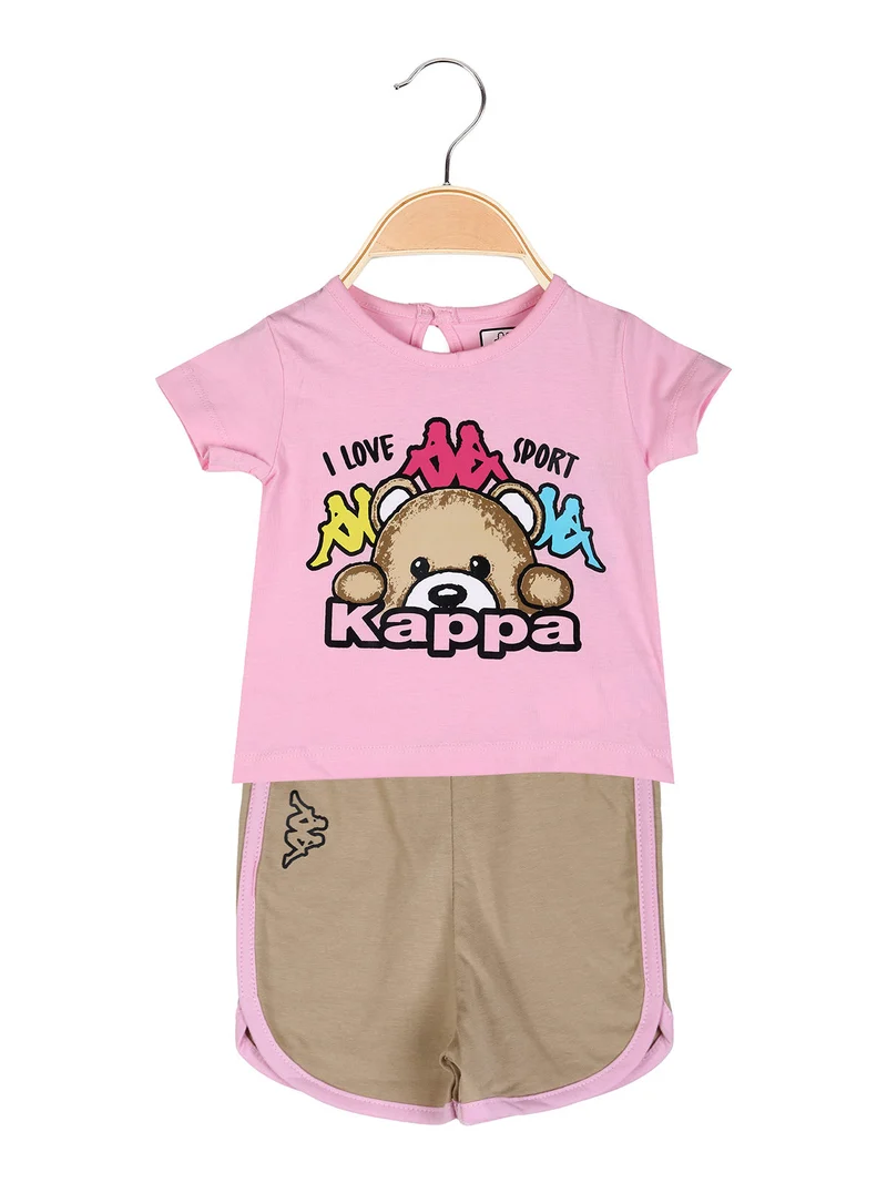 Completo corto da neonata 2 pezzi con t-shirt e shorts - rosa