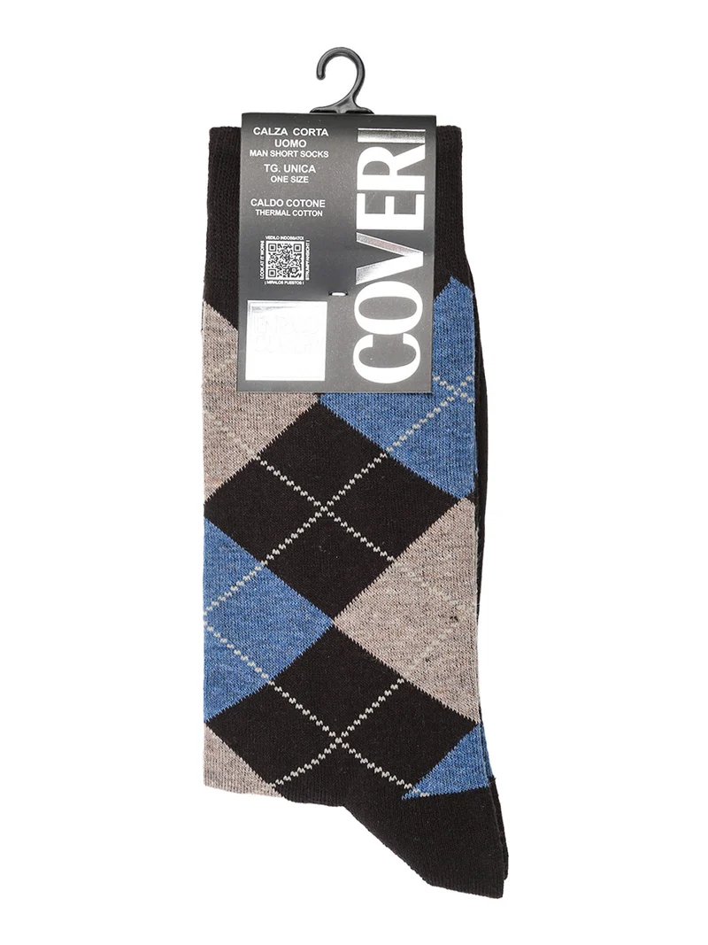 Calze corte uomo a rombi in caldo cotone - beige