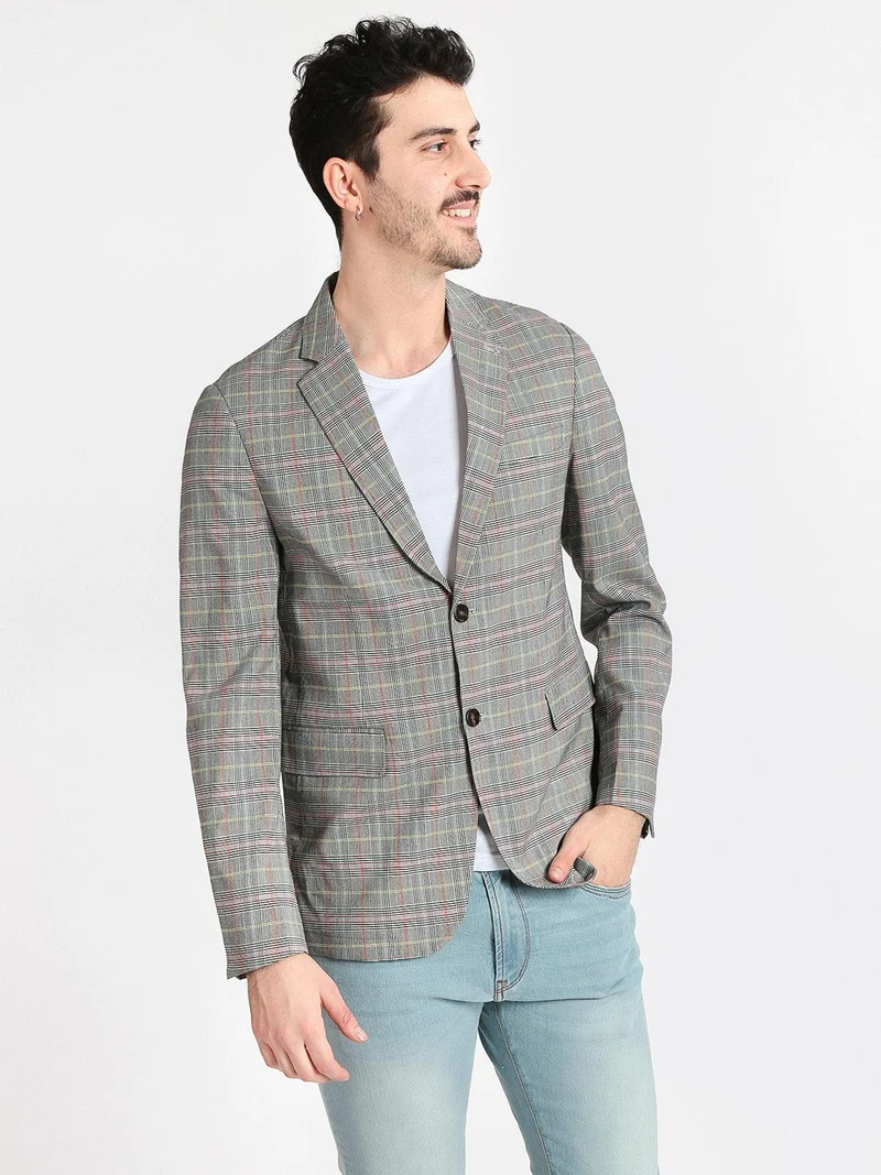 Blazer fantasia principe di galles - grigio