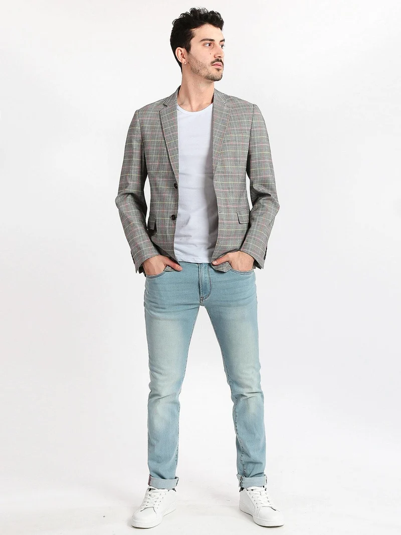 Blazer fantasia principe di galles - grigio