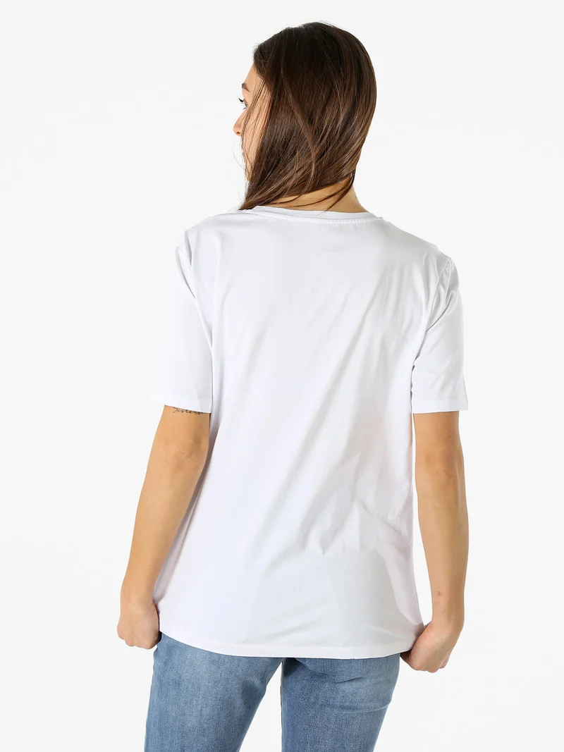 T-shirt donna orsetto in cotone - bianco
