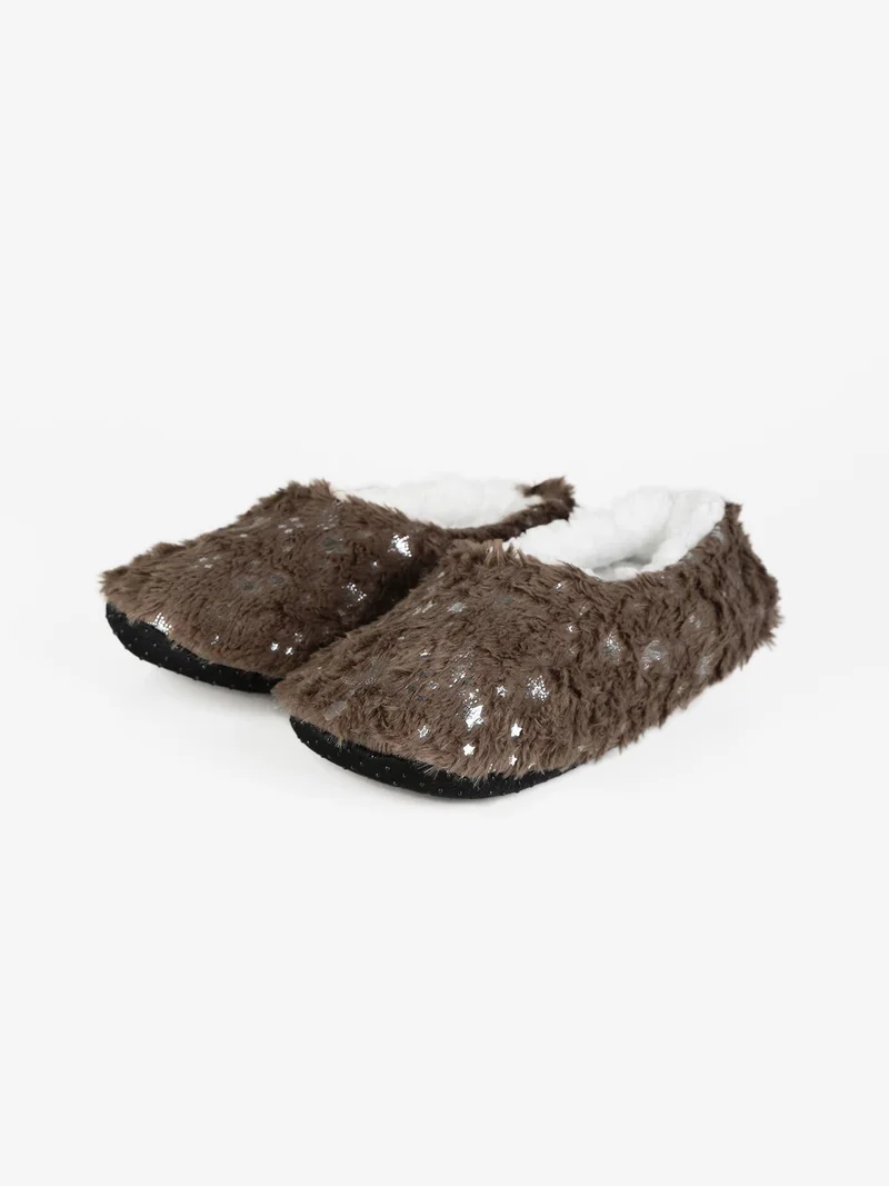 Babbucce antiscivolo da donna con stelle - taupe