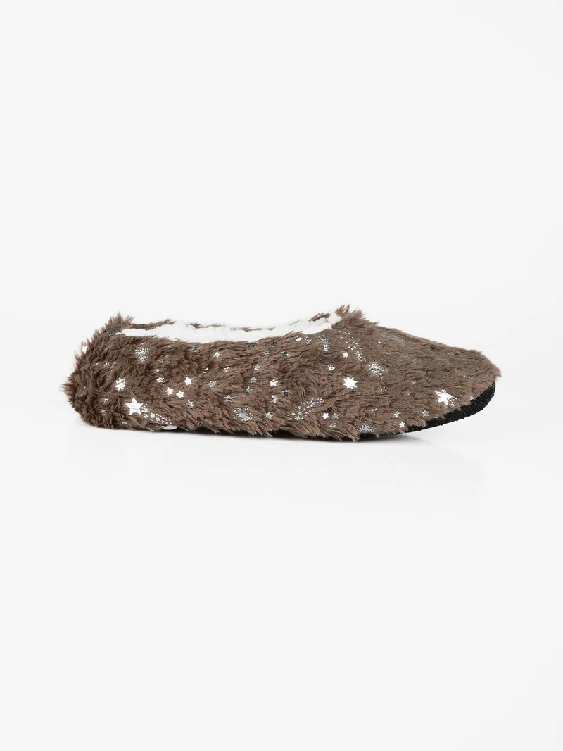 Babbucce antiscivolo da donna con stelle - taupe