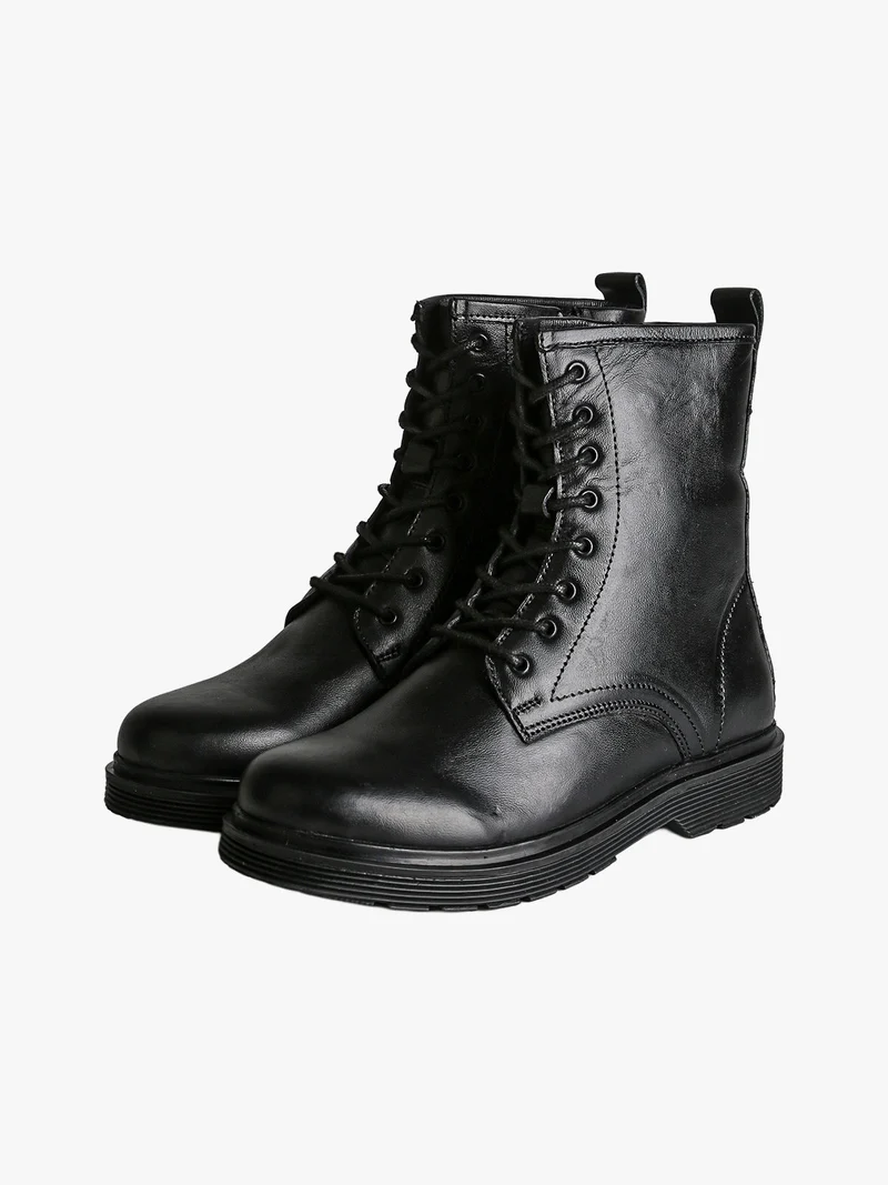 Anifibi donna in pelle con lacci e zip - nero