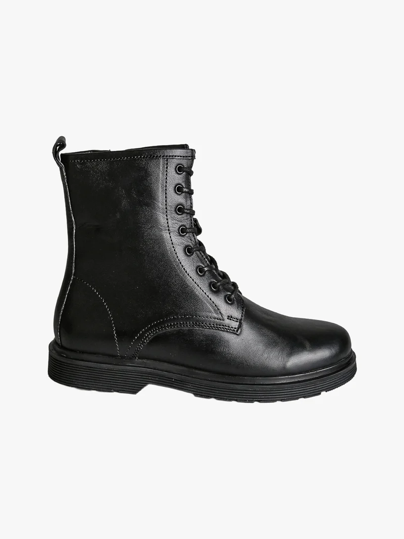 Anifibi donna in pelle con lacci e zip - nero