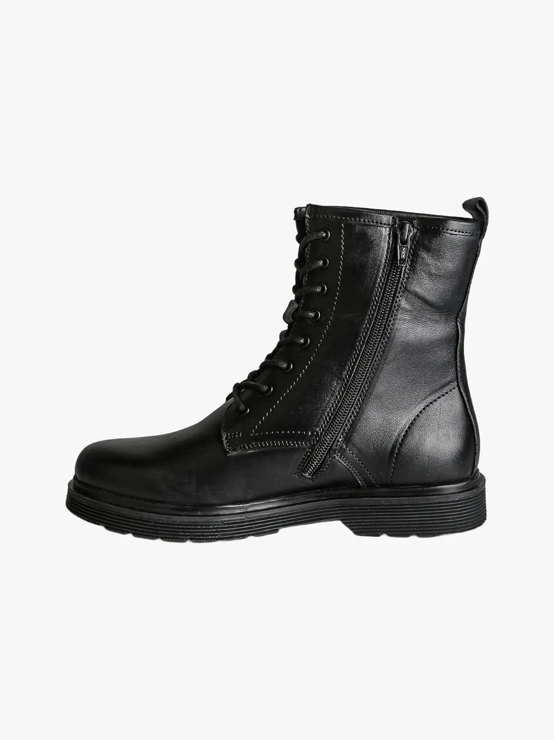 Anifibi donna in pelle con lacci e zip - nero