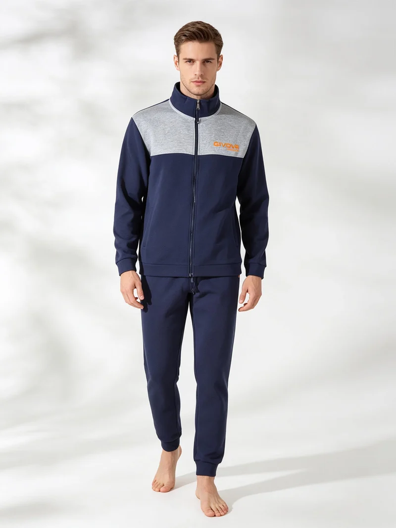 Completo tuta 2 pezzi felpata da uomo full zip - grigio