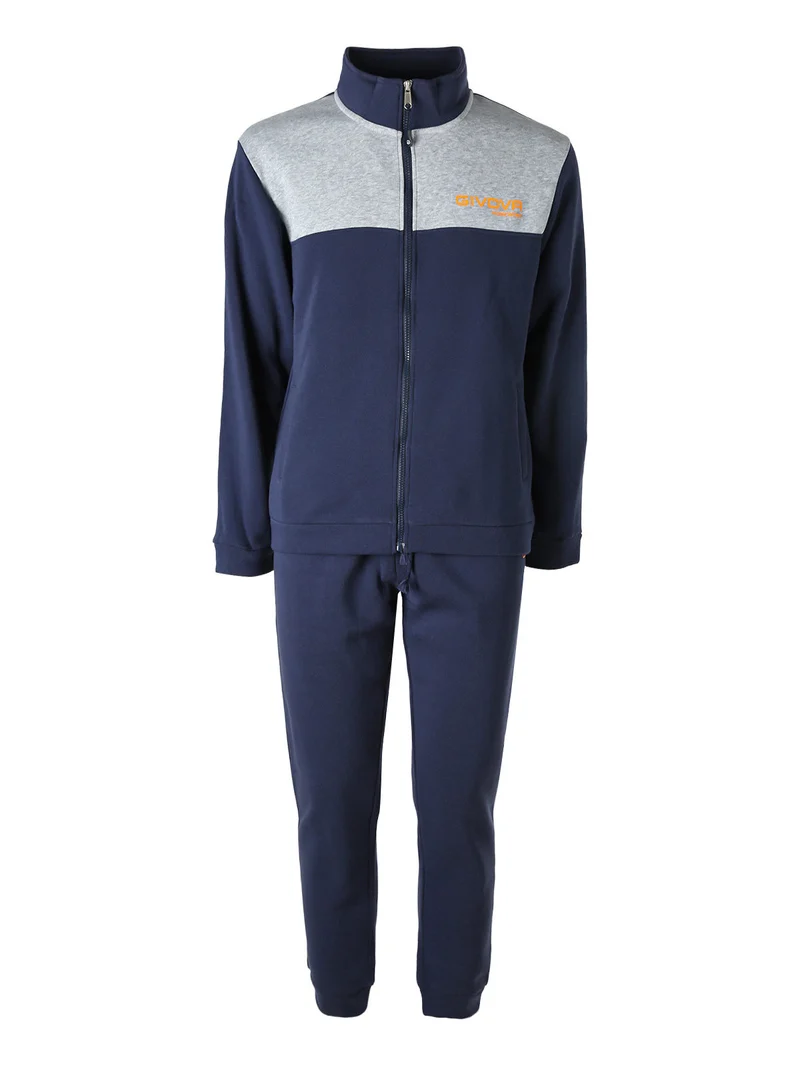 Completo tuta 2 pezzi felpata da uomo full zip - grigio