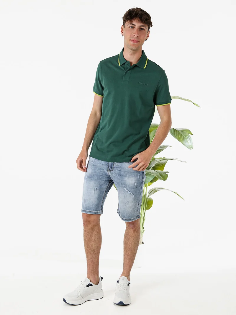 Polo da uomo in cotone a maniche corte - verde
