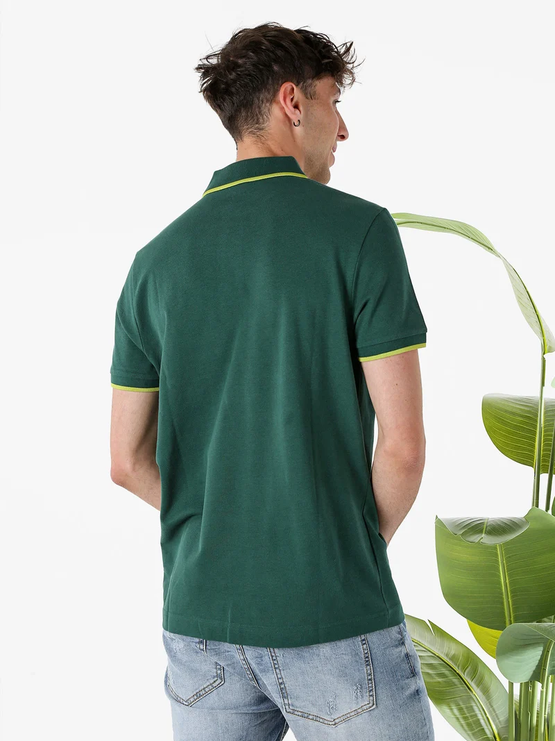 Polo da uomo in cotone a maniche corte - verde