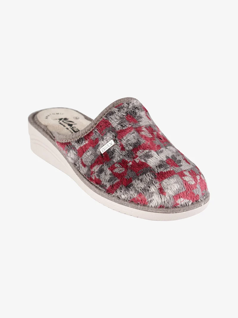 Pantofole donna invernali con zeppa - rosso
