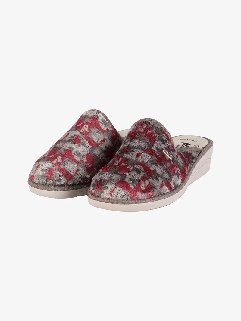 Pantofole donna invernali con zeppa - rosso