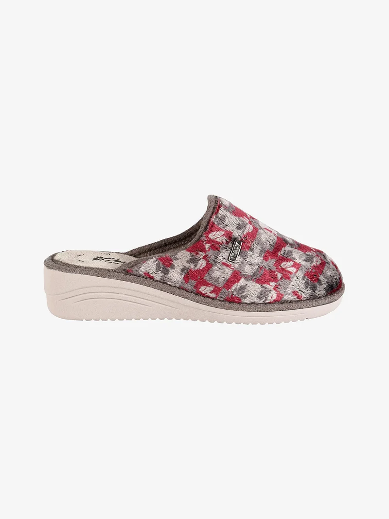 Pantofole donna invernali con zeppa - rosso