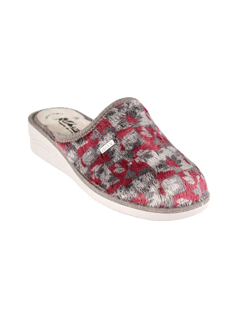 Pantofole donna invernali con zeppa - rosso