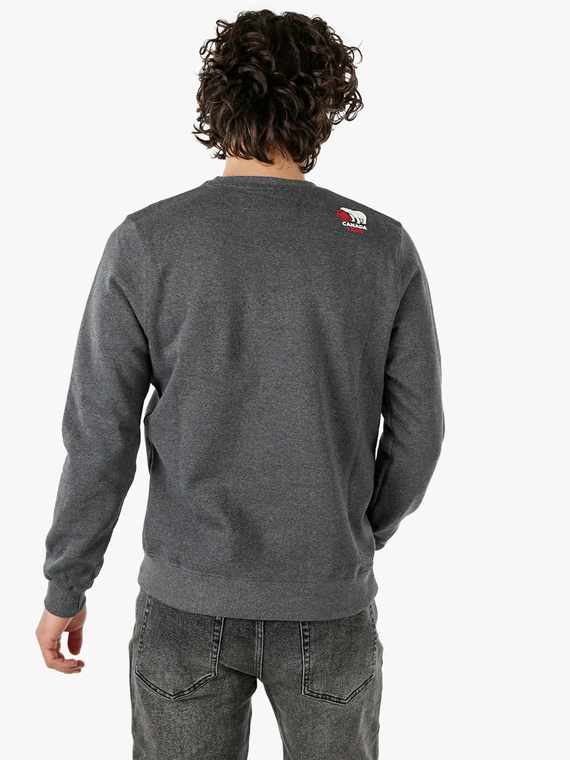 Felpa girocollo da uomo con interno spazzolato - grigio
