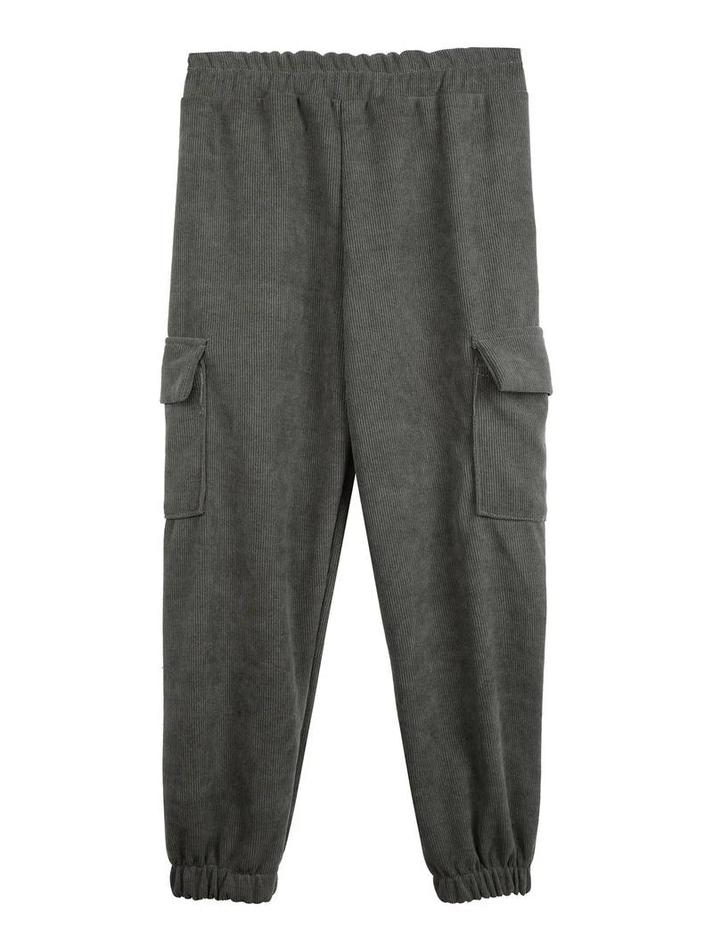 Pantaloni in velluto a costine da bambina con tasconi - militare