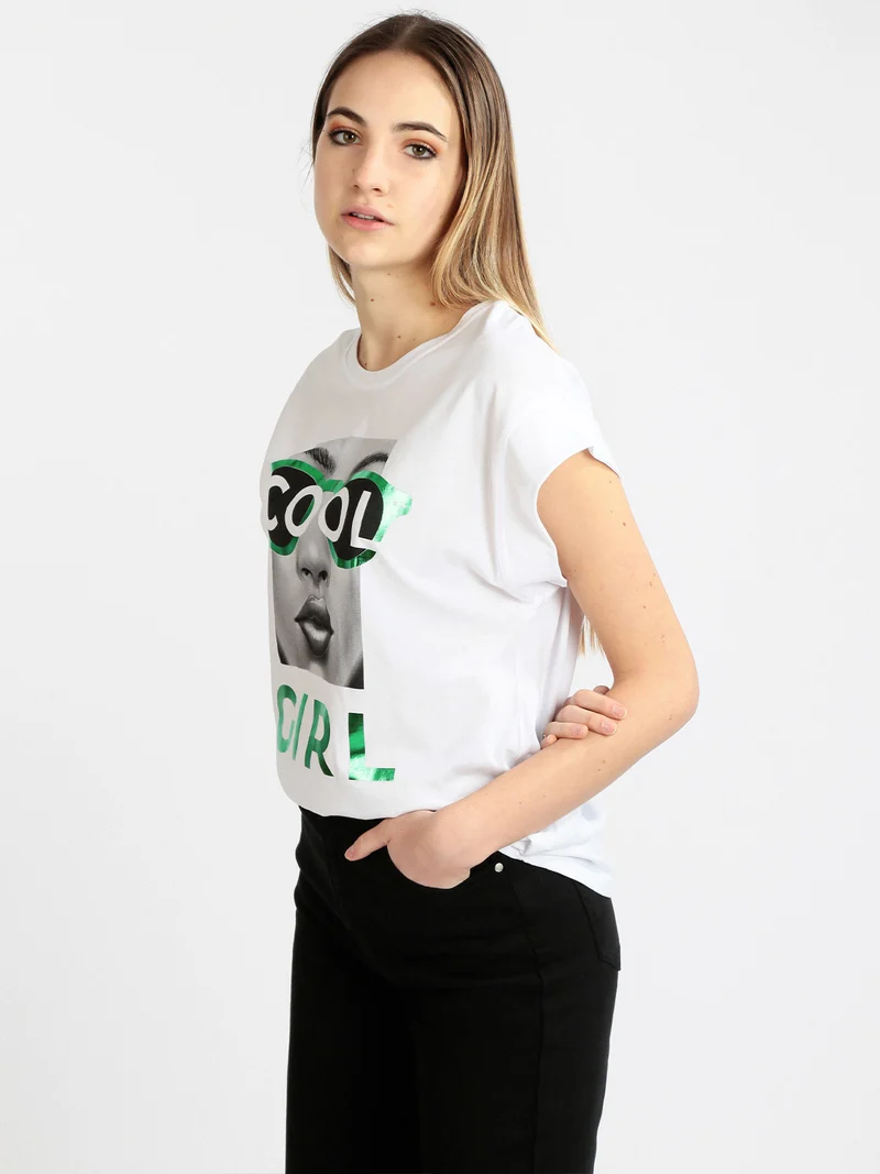T-shirt donna oversize con stampa - verde