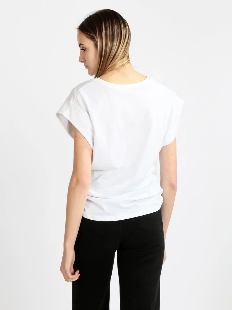 T-shirt donna oversize con stampa - verde