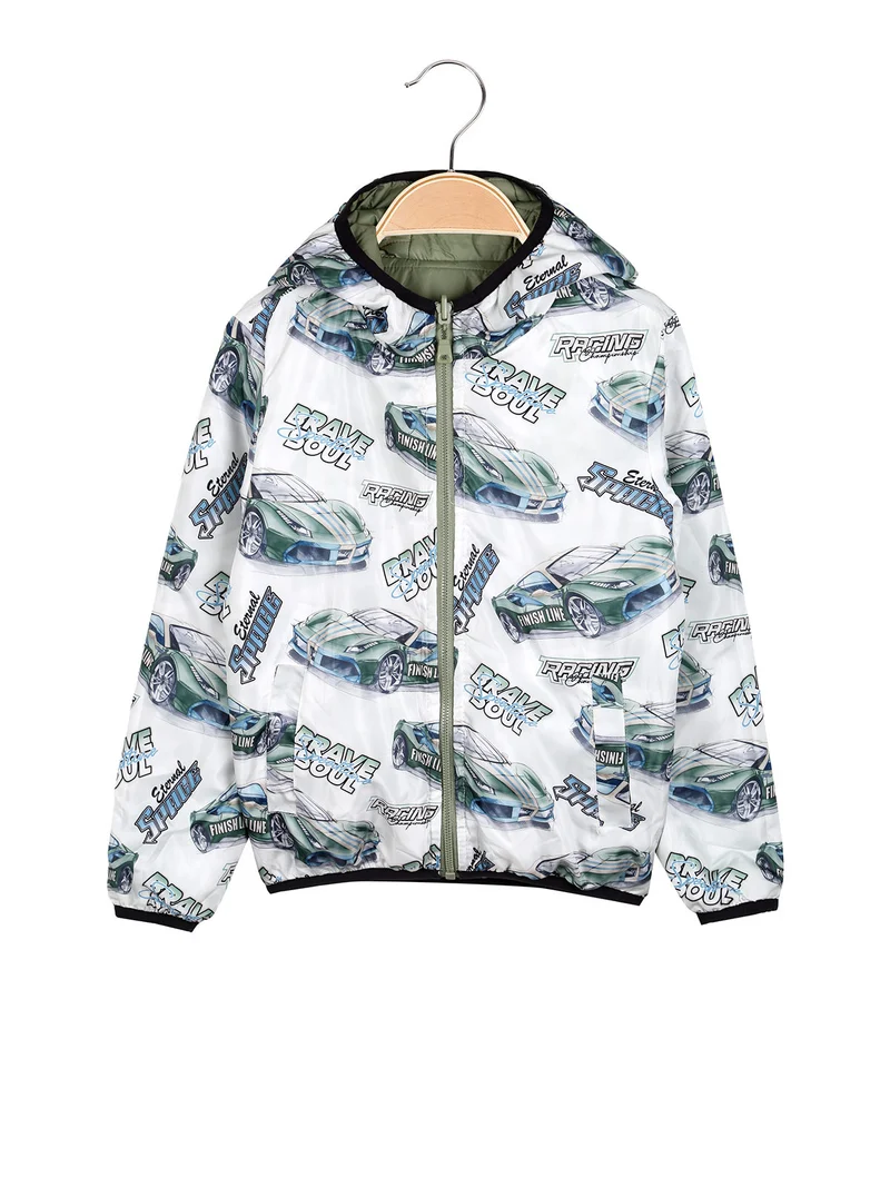 Giubbino 100 grammi da ragazzo reversibile con cappuccio e zip - verde chiaro