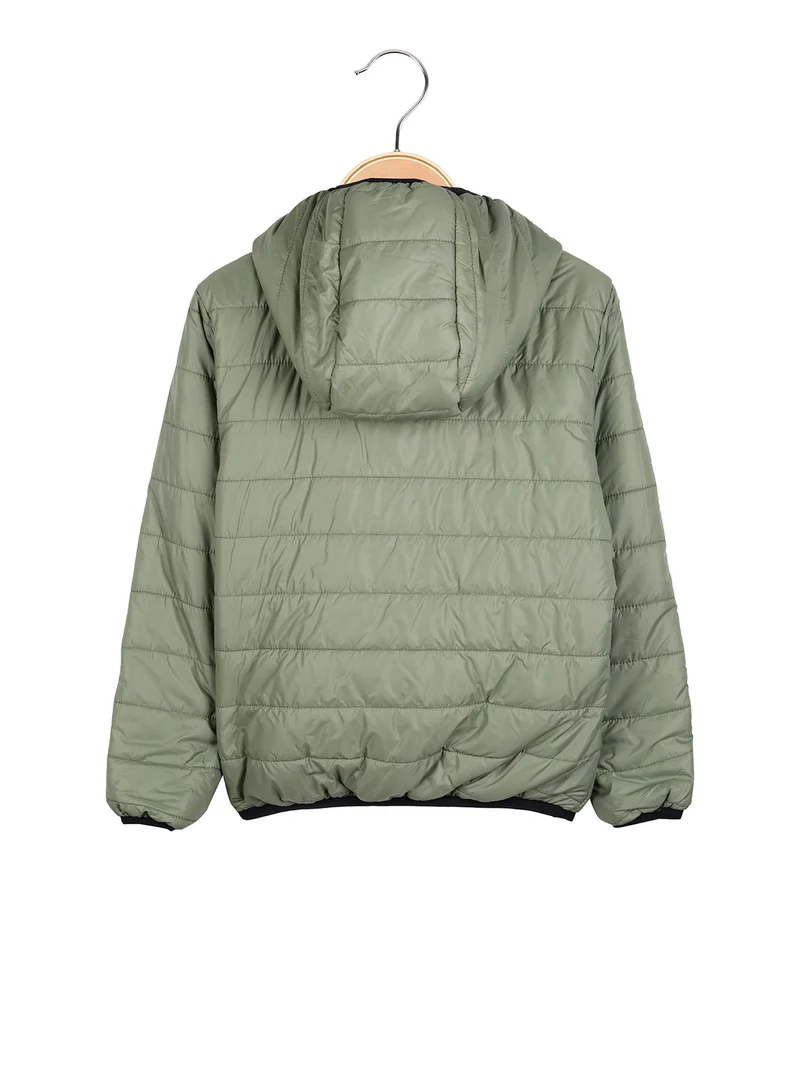 Giubbino 100 grammi da ragazzo reversibile con cappuccio e zip - verde chiaro