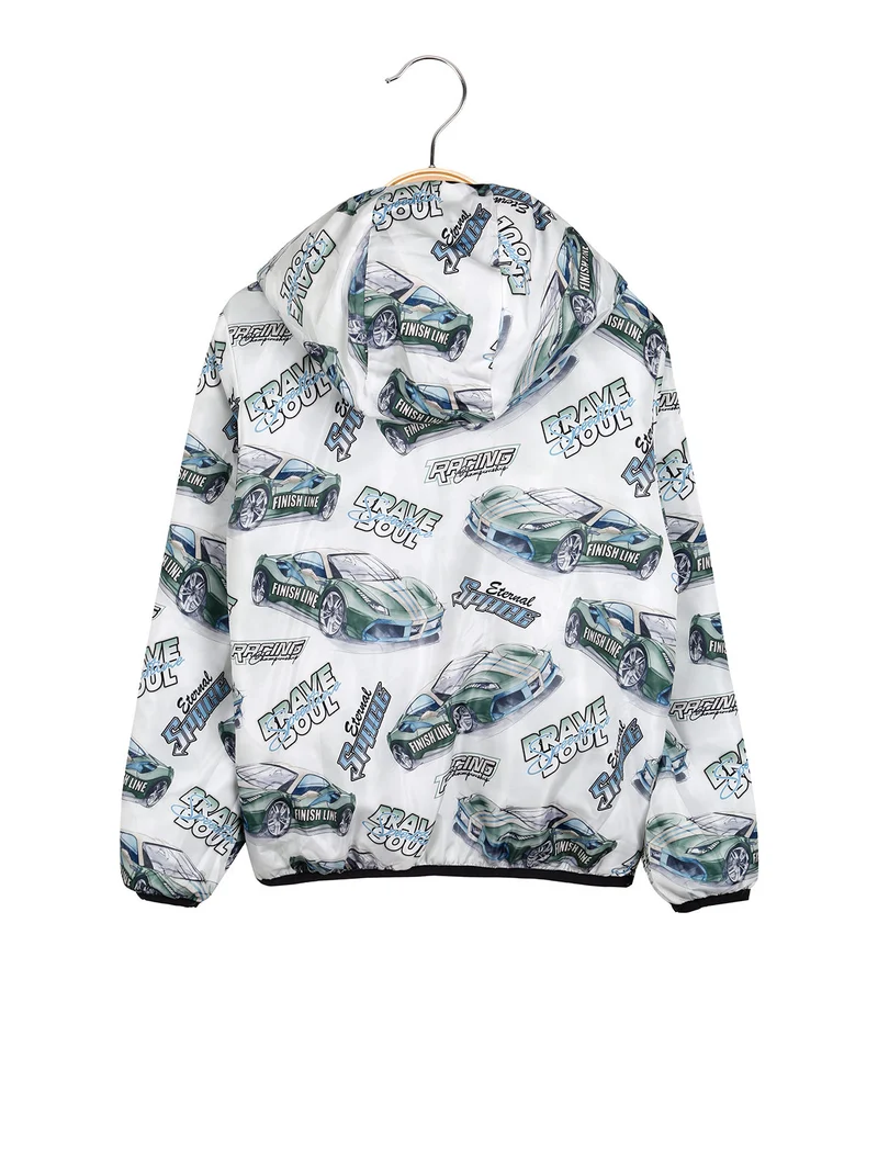 Giubbino 100 grammi da ragazzo reversibile con cappuccio e zip - verde chiaro