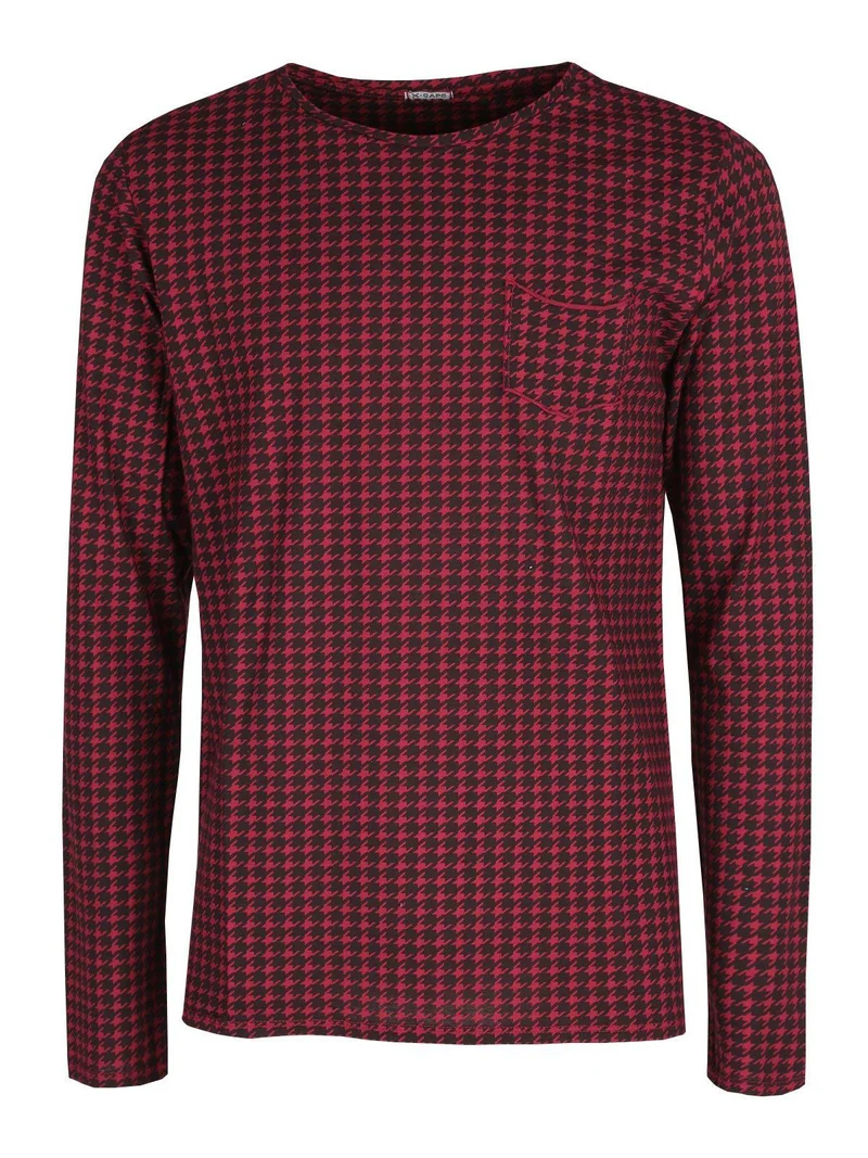 Maglia girocollo con taschino - rosso