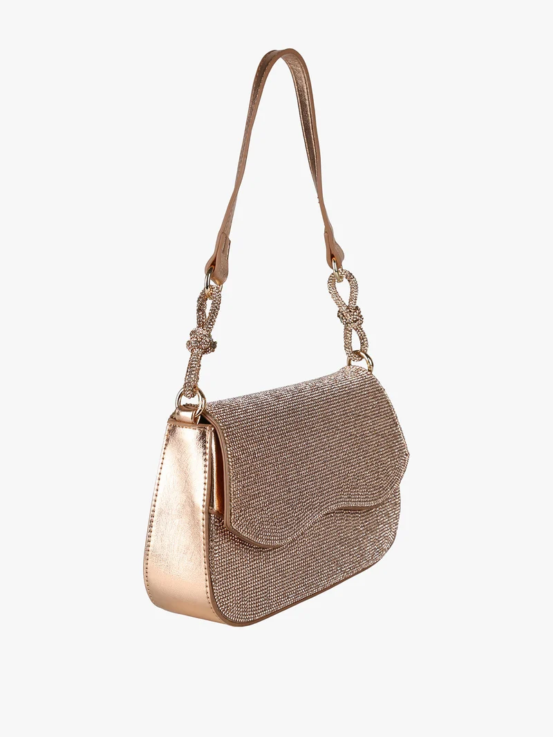 Borsa donna rigida con strass - oro