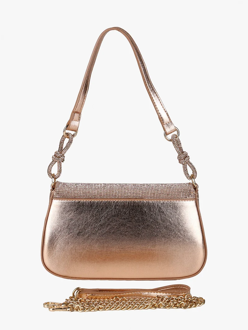 Borsa donna rigida con strass - oro