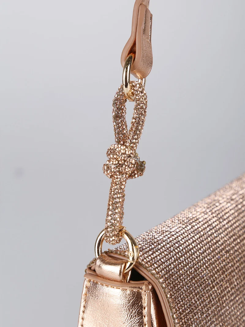 Borsa donna rigida con strass - oro