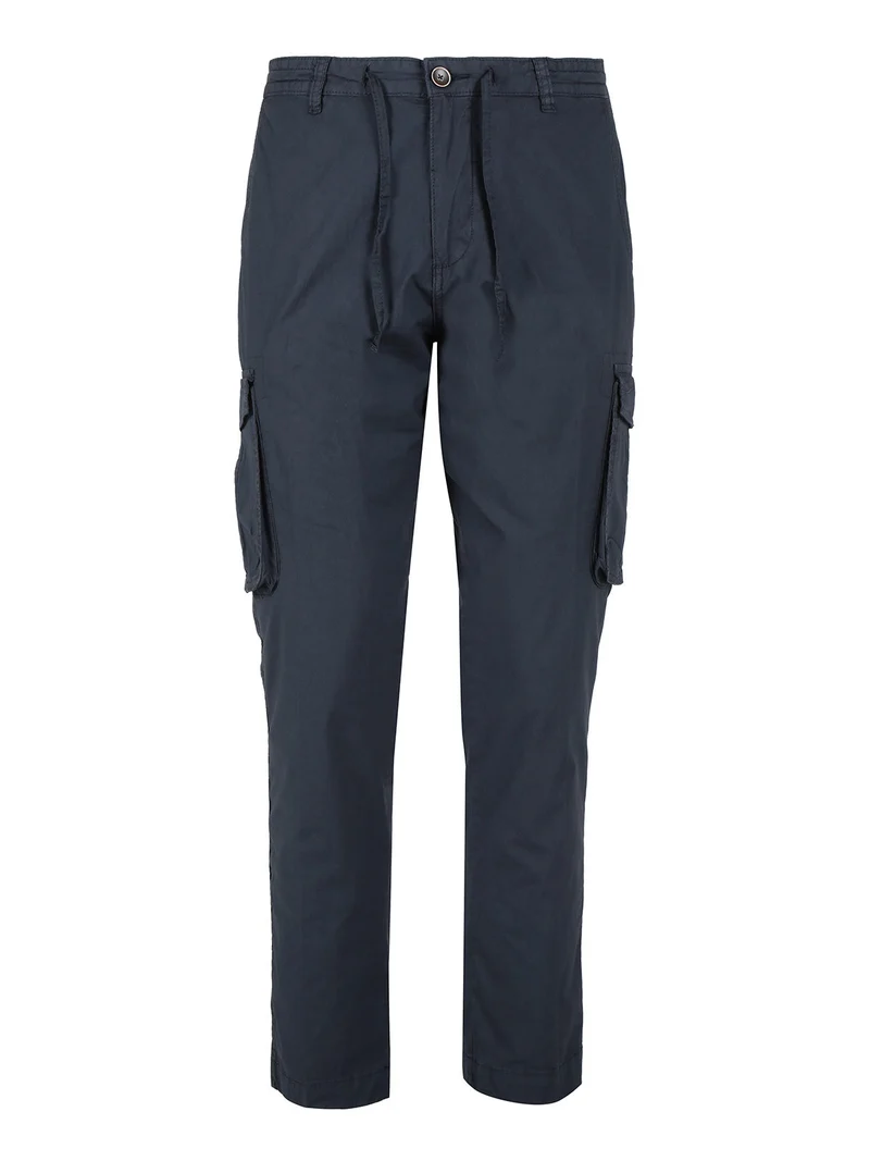 Pantaloni cargo da uomo in cotone con coulisse - blu scuro