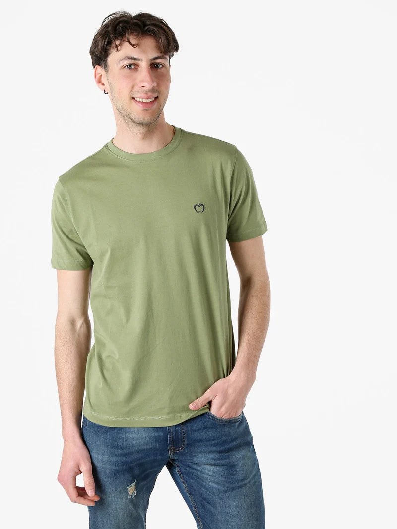 T-shirt girocollo in cotone da uomo con logo - pistacchio
