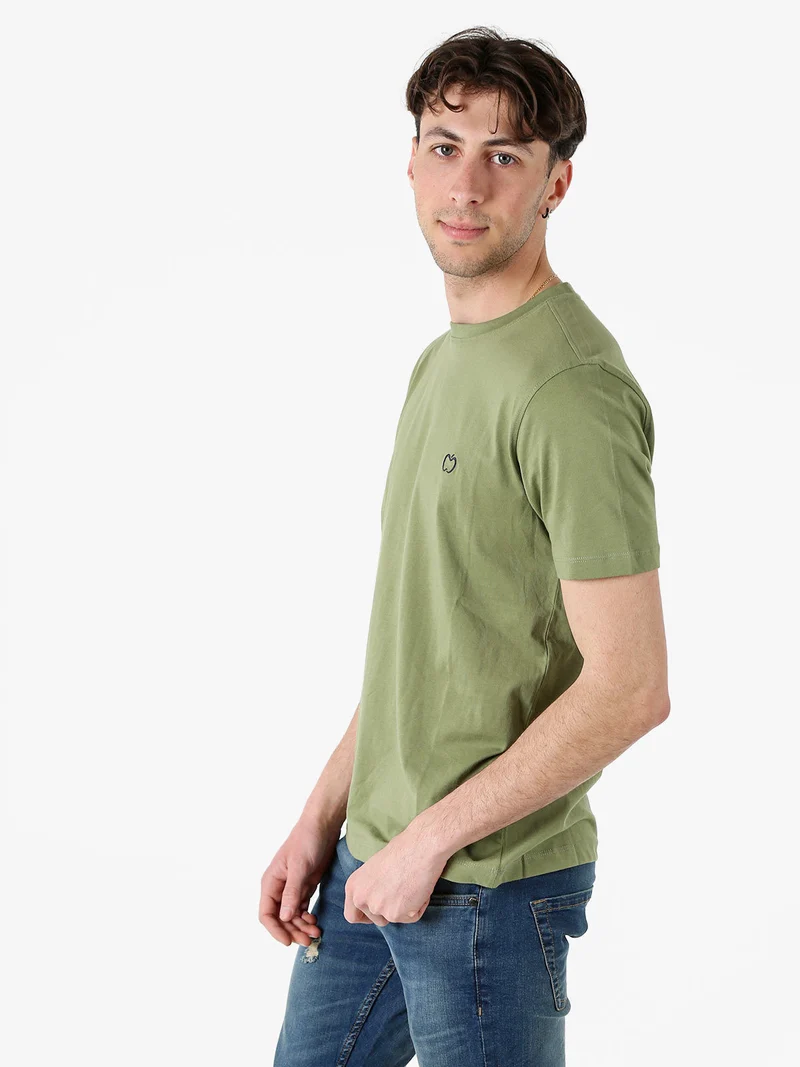 T-shirt girocollo in cotone da uomo con logo - pistacchio