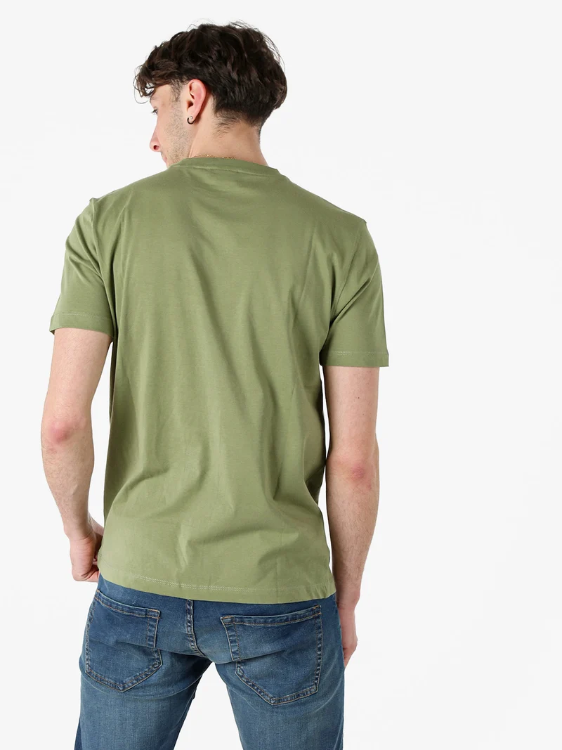 T-shirt girocollo in cotone da uomo con logo - pistacchio