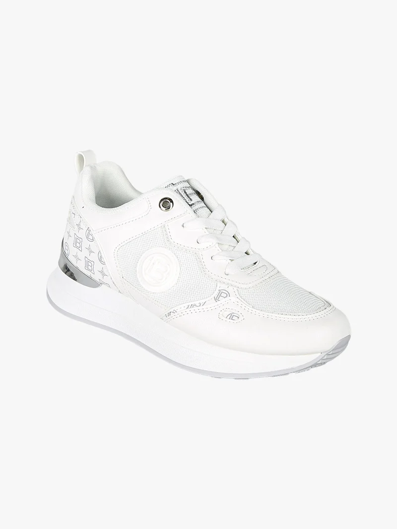 Sneakers casual da donna con platform - bianco