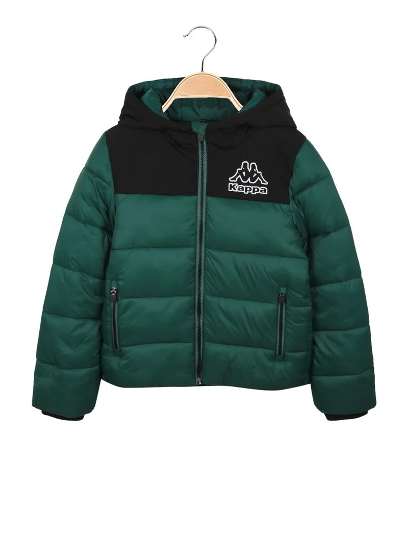 Giubbotto imbottito da bambino con cappuccio - verde scuro