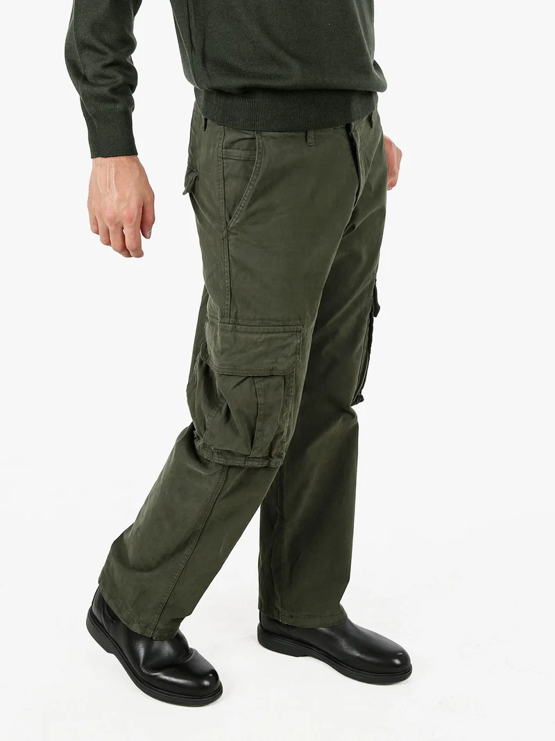 Pantaloni cargo da uomo a gamba dritta - militare