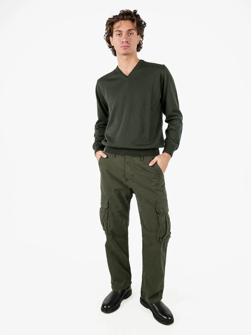 Pantaloni cargo da uomo a gamba dritta - militare