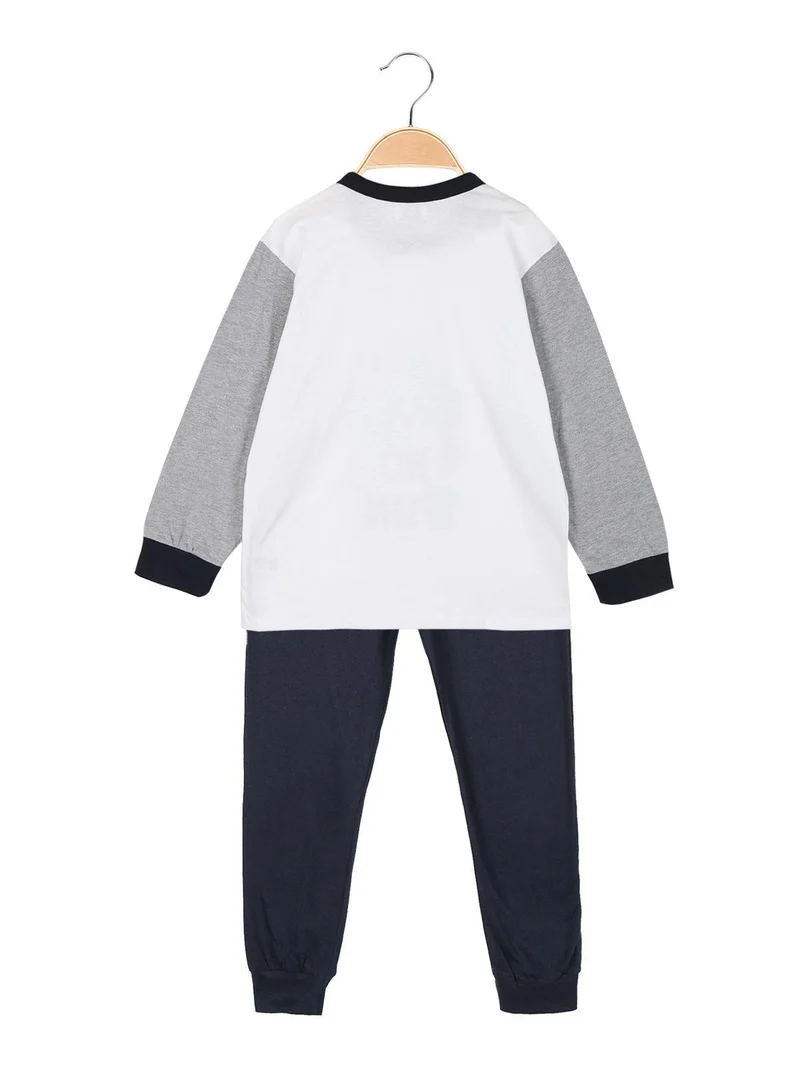 Pigiama lungo in cotone - bianco