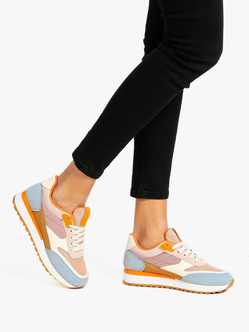 Sneakers multicolor donna con platform - rosa