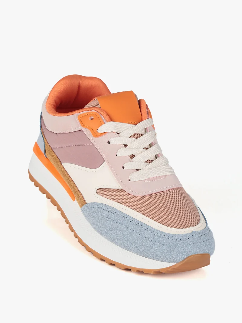 Sneakers multicolor donna con platform - rosa