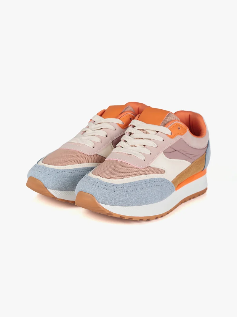 Sneakers multicolor donna con platform - rosa
