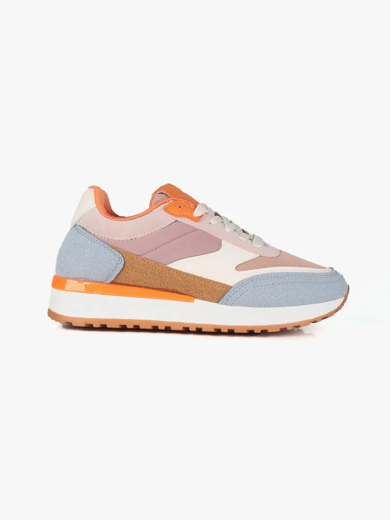 Sneakers multicolor donna con platform - rosa